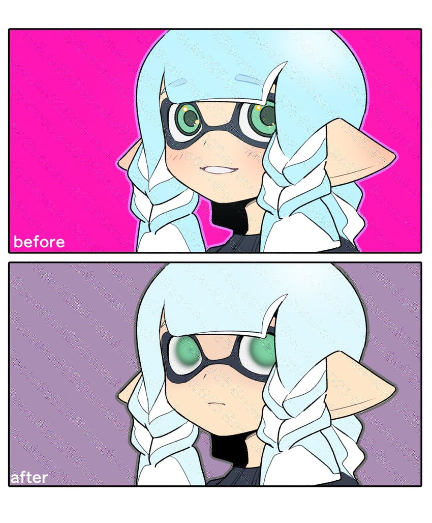 inkling player character and inkling girl (splatoon) drawn by naoki_(oosuko)