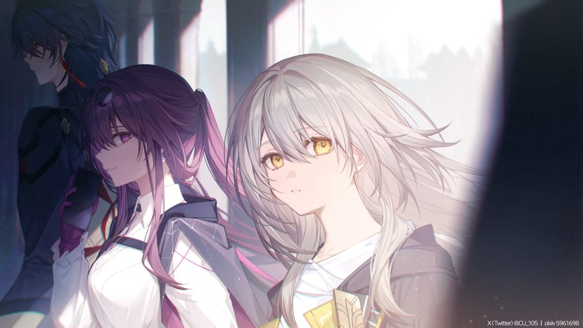 trailblazer, stelle, kafka, and blade (honkai and 1 more) drawn by coyucom