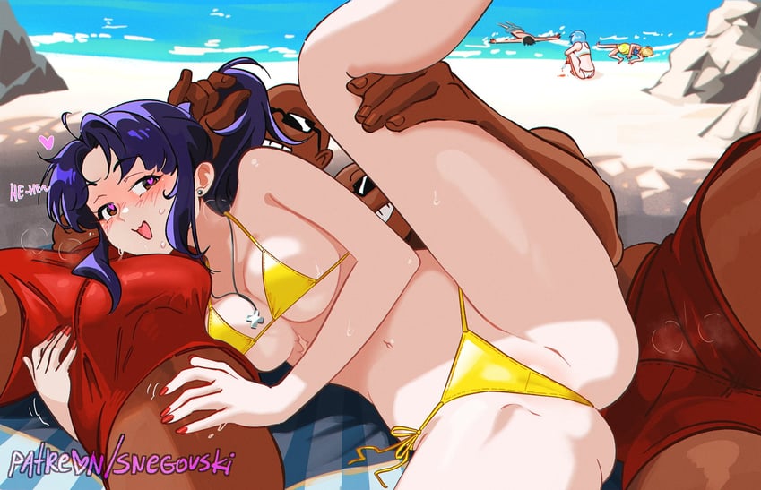 ayanami rei, ikari shinji, katsuragi misato, and akagi ritsuko (neon genesis evangelion) drawn by snegovski