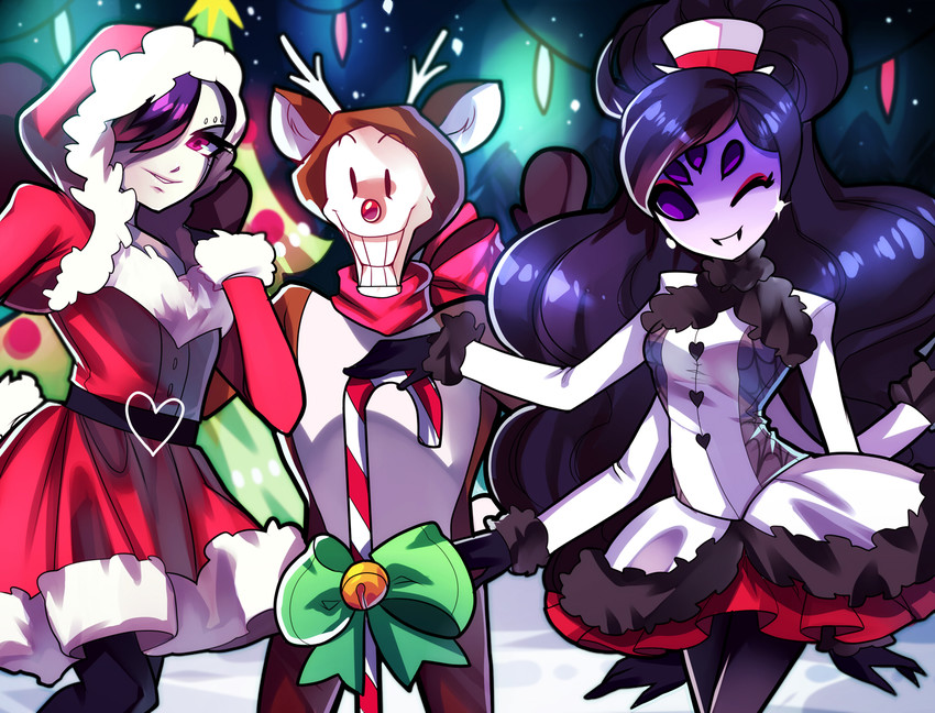 papyrus, mettaton, muffet, mettaton ex, and rudolph the red nosed reindeer (undertale) drawn by rotodisk