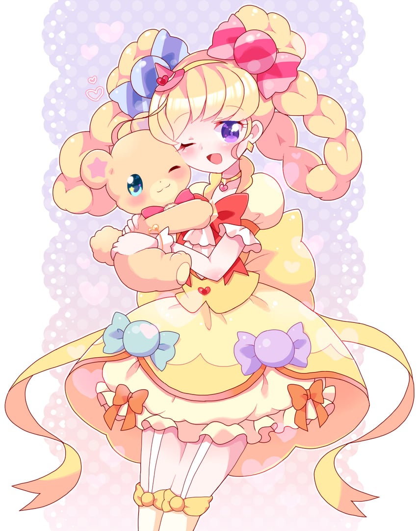 asahina mirai, cure miracle, and mofurun (precure and 1 more) drawn by ishi_(petite_parfait)