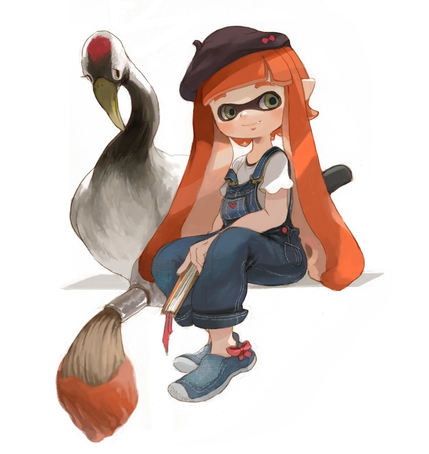 inkling player character and inkling girl (splatoon and 1 more) drawn by minato_(minat0)