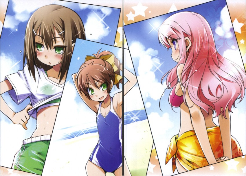 kinoshita hideyoshi, himeji mizuki, and shimada minami (baka to test to shoukanjuu) drawn by haga_yui