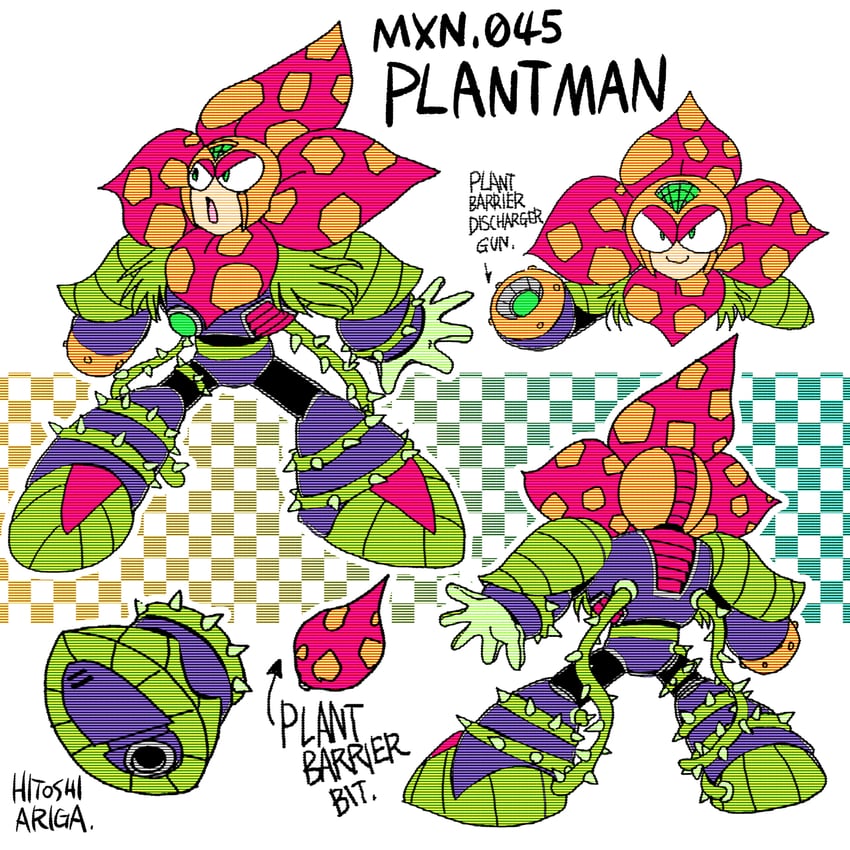plant man (mega man and 2 more) drawn by ariga_hitoshi