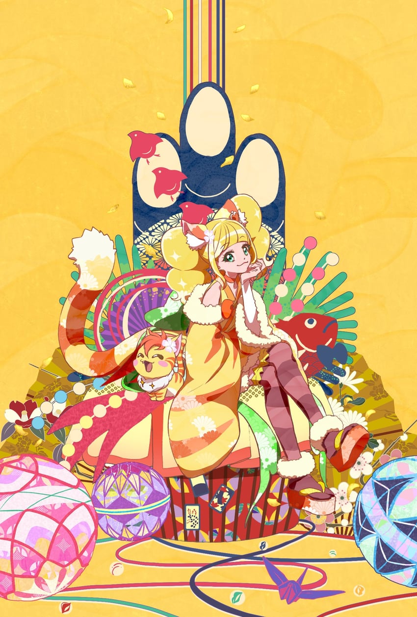 hiramitsu hinata, cure sparkle, and nyatoran (precure and 1 more) drawn by strawberrylove2525