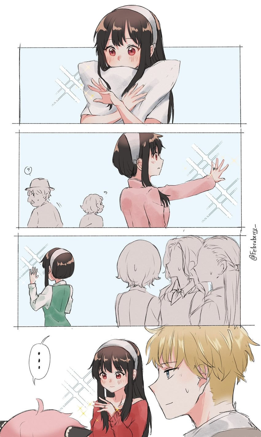 yor briar, anya, and twilight (spy x family) drawn by februberry