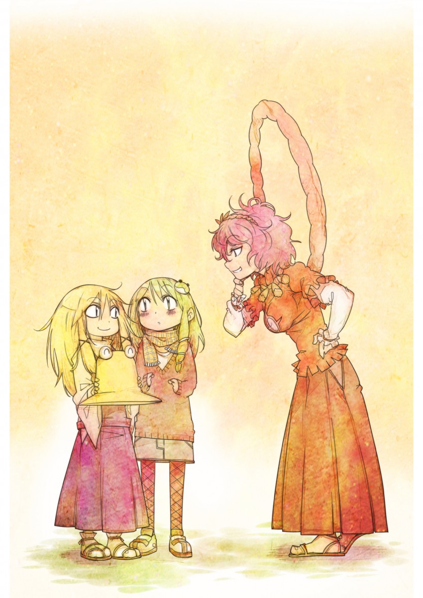 kochiya sanae, moriya suwako, and yasaka kanako (touhou) drawn by tokomichi