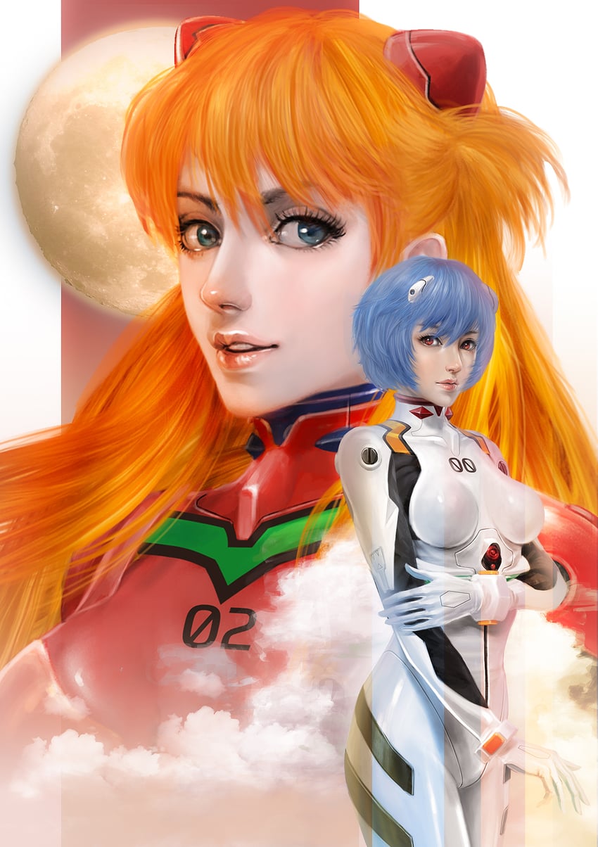 souryuu asuka langley and ayanami rei (neon genesis evangelion) drawn by sengoku_gallery
