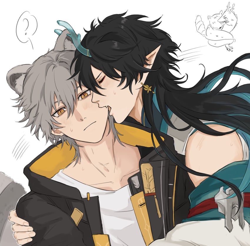 trailblazer, caelus, and dan heng (honkai and 1 more) drawn by jiun_9
