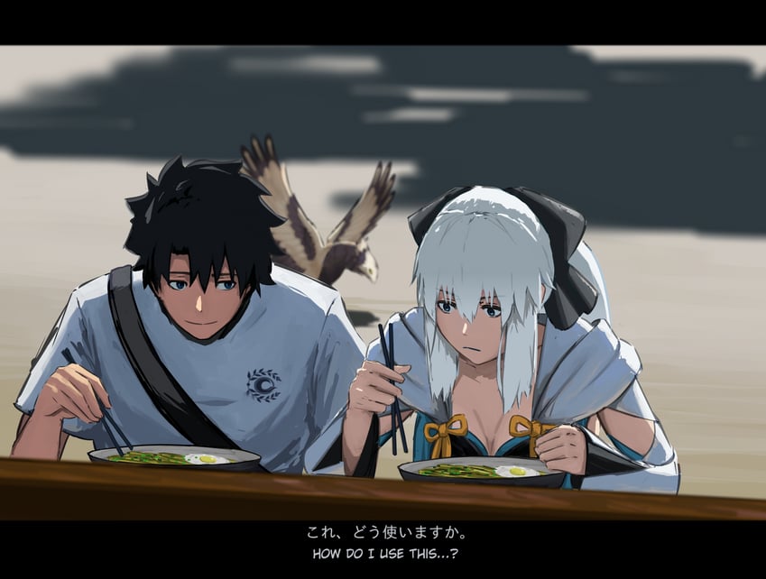 fujimaru ritsuka and morgan le fay (fate and 1 more) drawn by paperpillar
