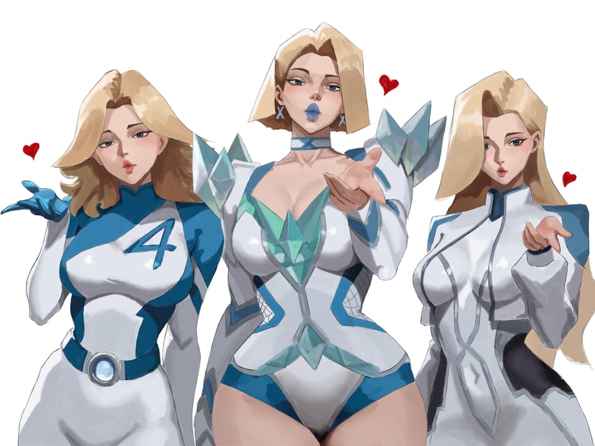 sue storm, emma frost, and dagger (marvel and 3 more) drawn by akinoshi_art