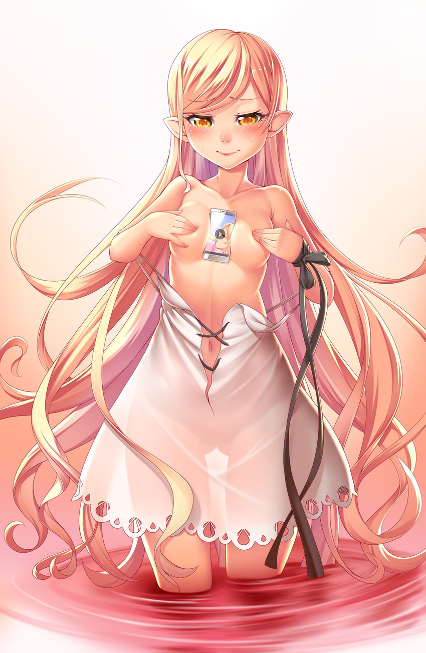 oshino shinobu and kiss-shot acerola-orion heart-under-blade (monogatari and 1 more) drawn by lucknight