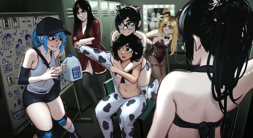yuna, jessie, mika, rosen, kadence, and 1 more (original) drawn by veyonis