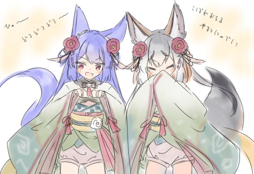 island fox and rurun rururica (kemono friends and 2 more) drawn by rascala39