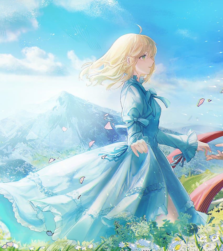 artoria pendragon, saber, and emiya shirou (fate and 1 more) drawn by nigiri