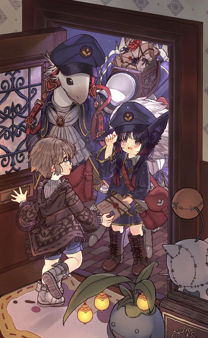 warrior of light, moogle, and goobbue (final fantasy and 1 more)