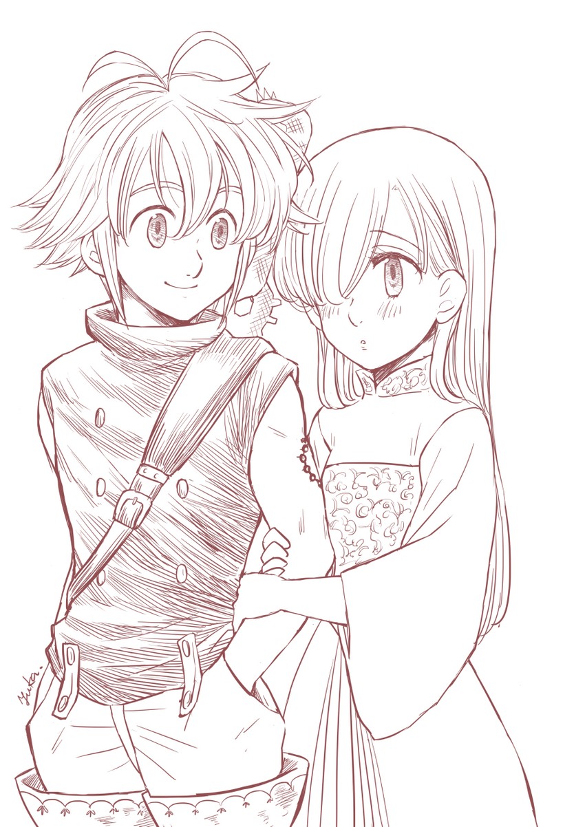 elizabeth liones and meliodas (nanatsu no taizai) drawn by harumiya