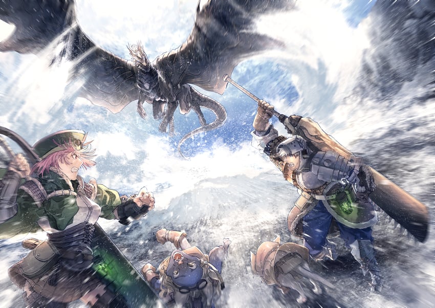 monster hunter, felyne, and kushala daora (monster hunter and 1 more) drawn by touro
