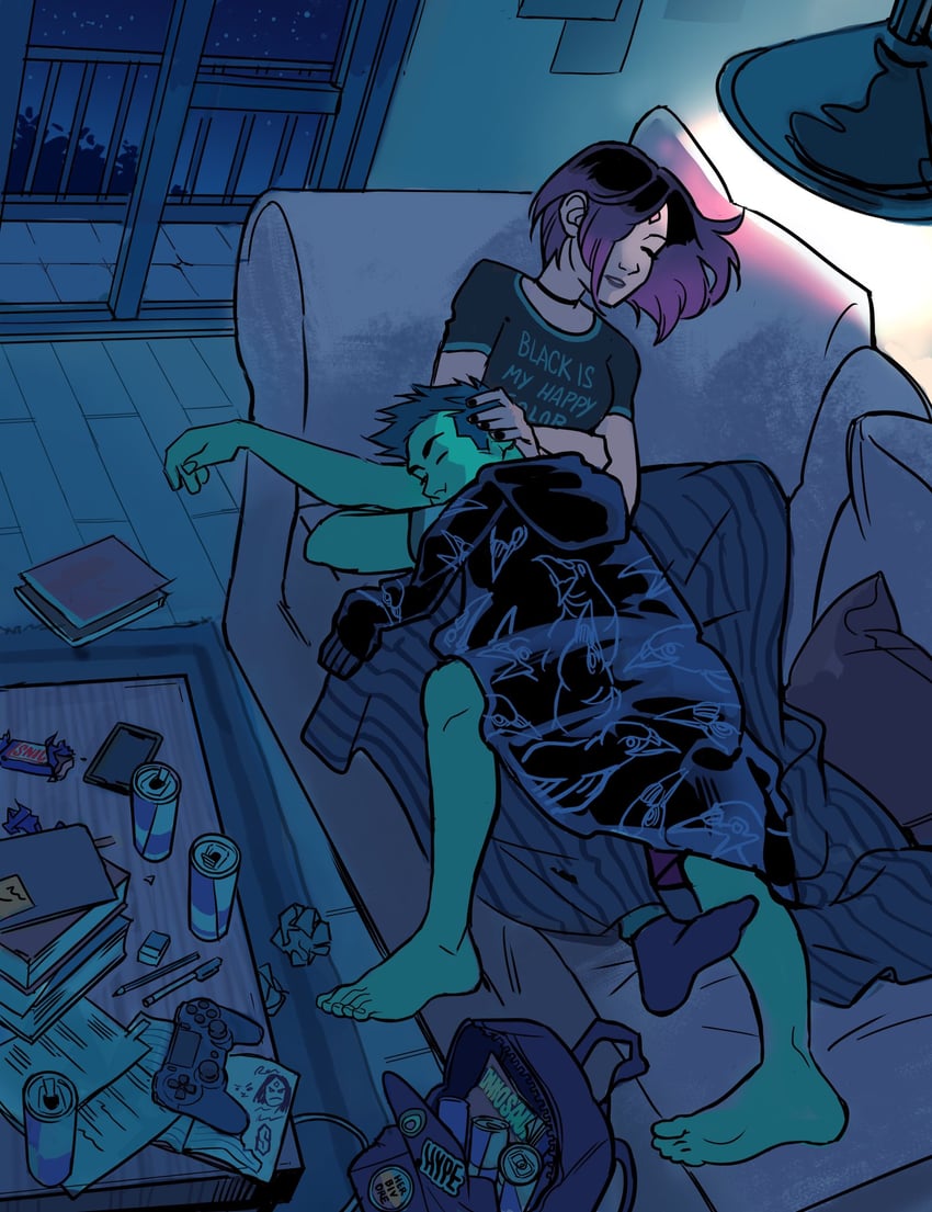 raven and beast boy (dc comics and 1 more) drawn by gabriel_picolo