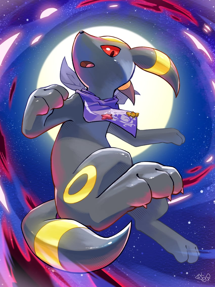 umbreon (pokemon and 1 more) drawn by yamaori_(hakkentai_pokedan)
