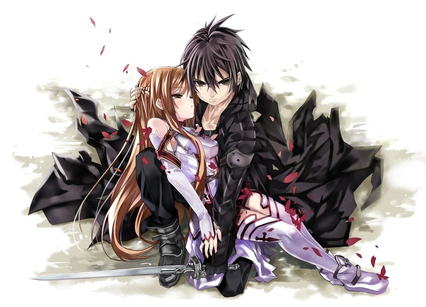 asuna and kirito (sword art online) drawn by infinity_(64023)