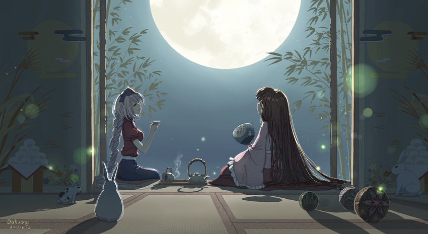 houraisan kaguya and yagokoro eirin (touhou) drawn by dahuang