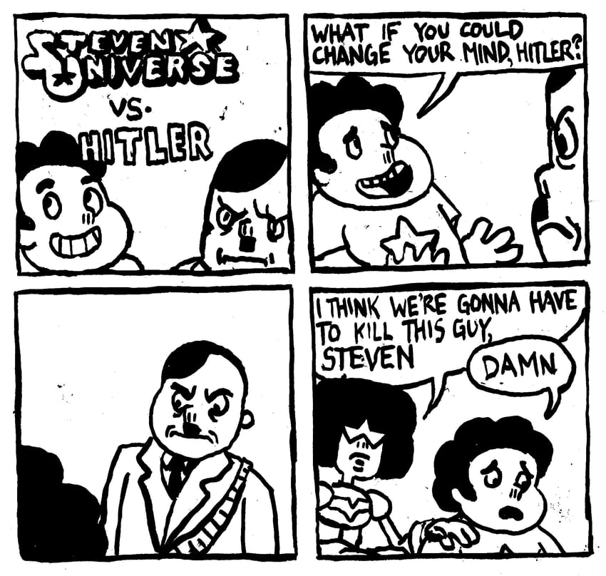 adolf hitler, steven quartz universe, and garnet (real life and 1 more) drawn by hausofdecline