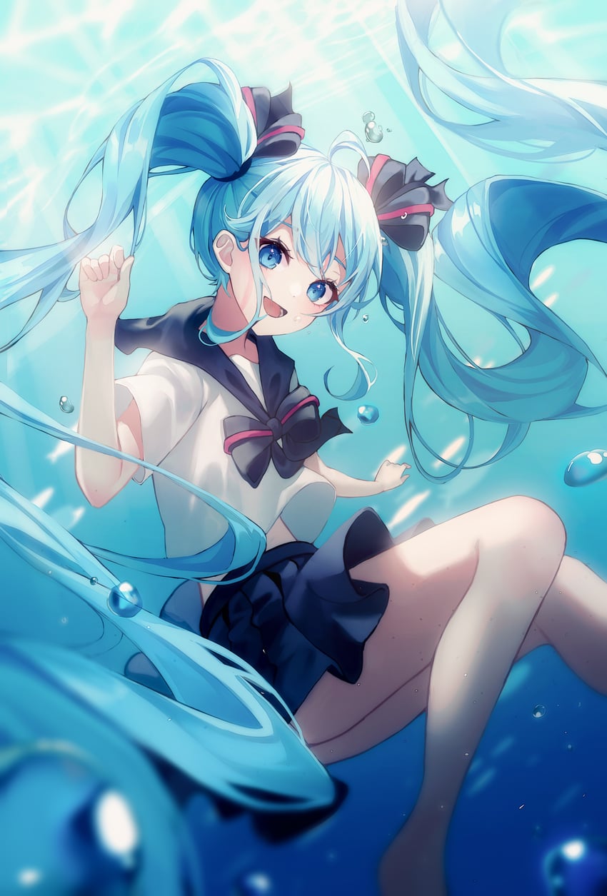 hatsune miku and bottle miku (vocaloid) drawn by 1yu_x