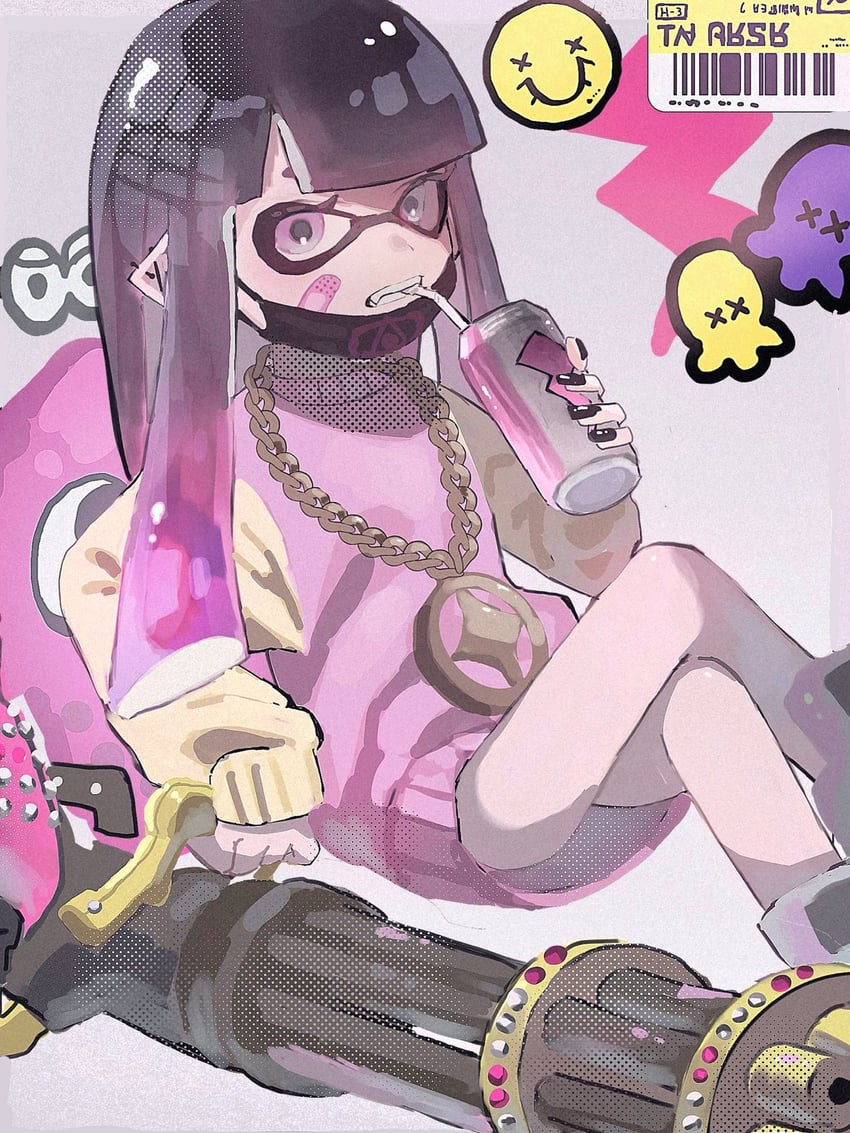 inkling player character and inkling girl (splatoon) drawn by shiroma_ruka