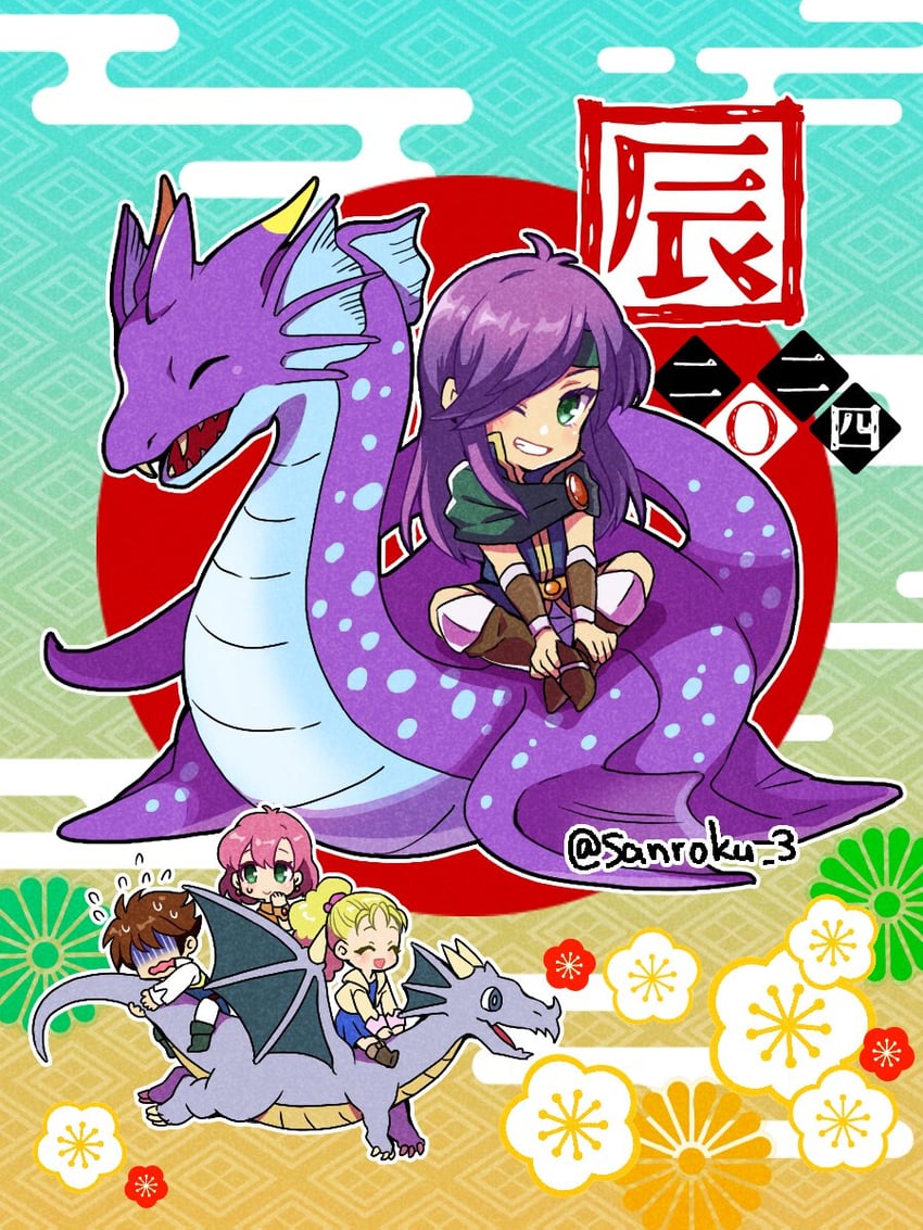 lenna charlotte tycoon, faris scherwiz, bartz klauser, krile mayer baldesion, syldra, and 1 more (final fantasy and 1 more) drawn by sanroku_3
