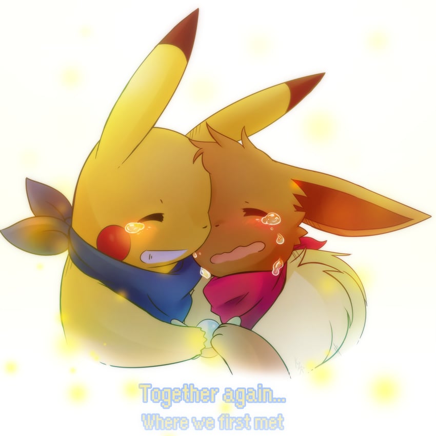 pikachu and eevee (pokemon and 2 more) drawn by k.z.r