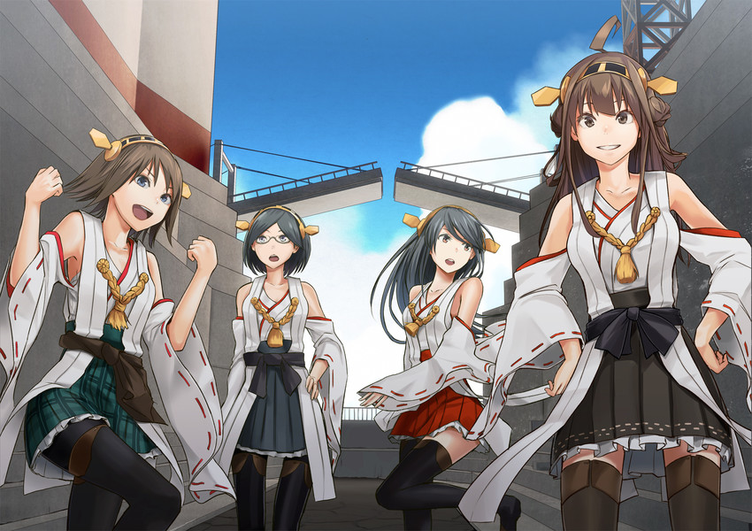 kongou, haruna, hiei, and kirishima (kantai collection) drawn by rane_(etsu)