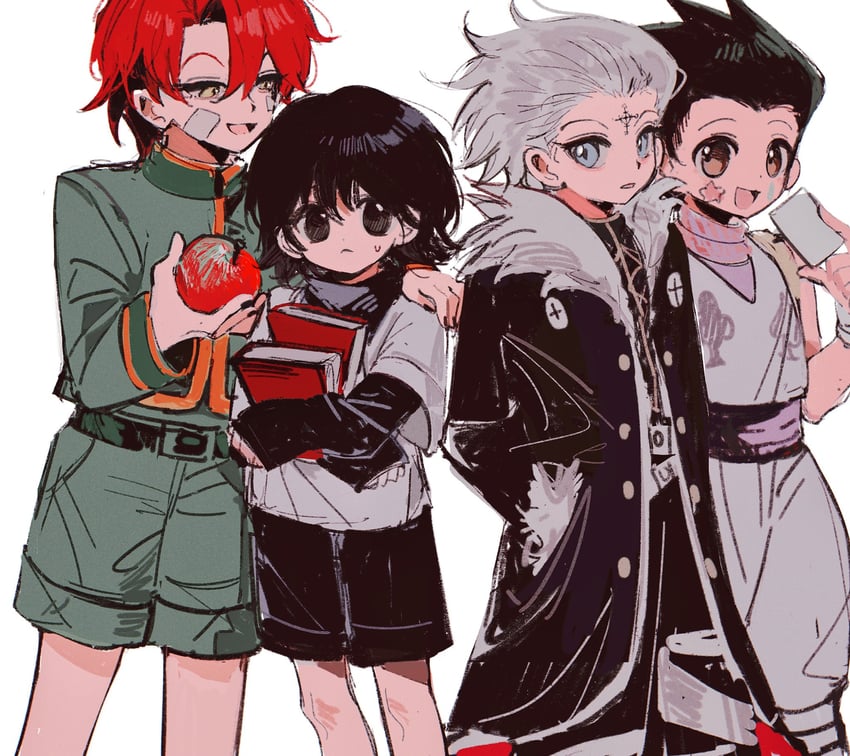 killua zoldyck, gon freecss, hisoka morow, and chrollo lucilfer (hunter x hunter) drawn by mizu1202001