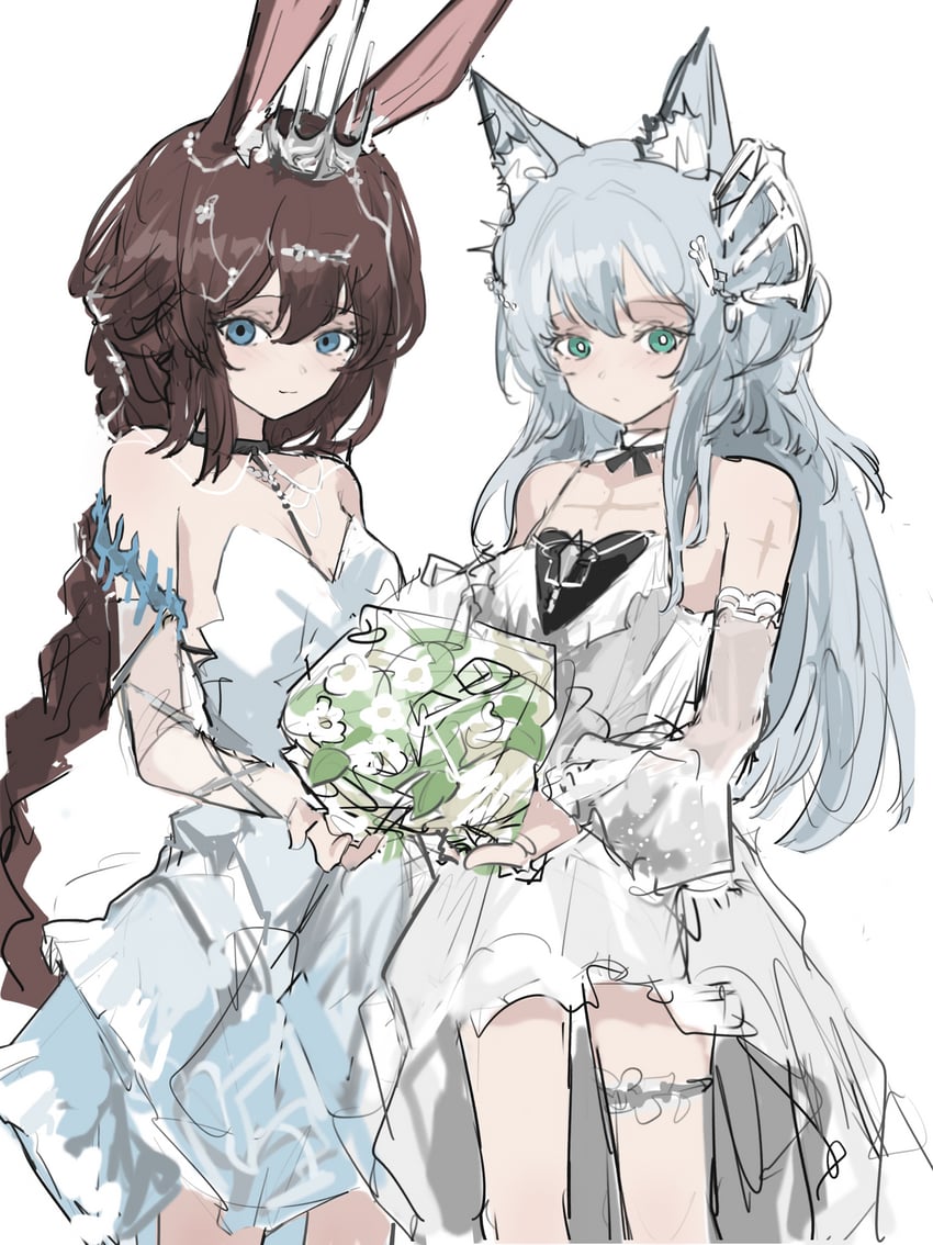 amiya and rosmontis (arknights and 1 more) drawn by whate=3r