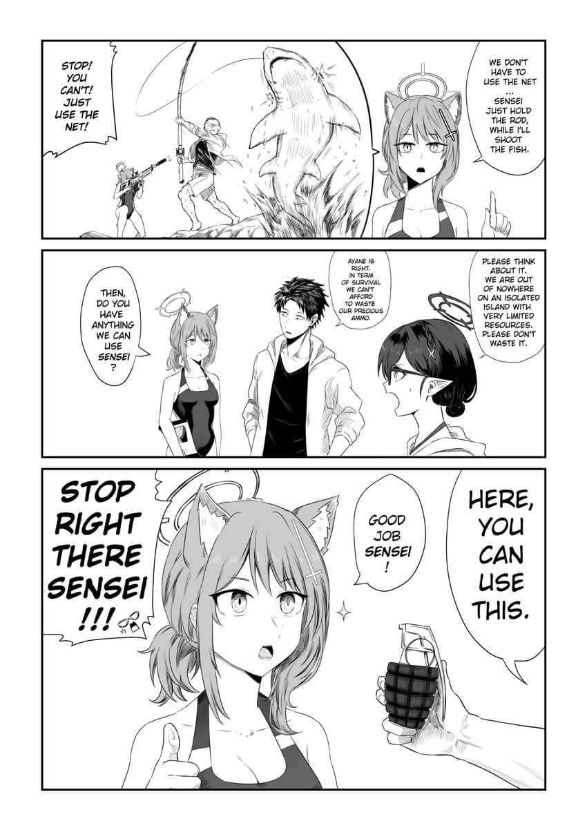 sensei, doodle sensei, shiroko, and ayane (blue archive) drawn by reizo_ne