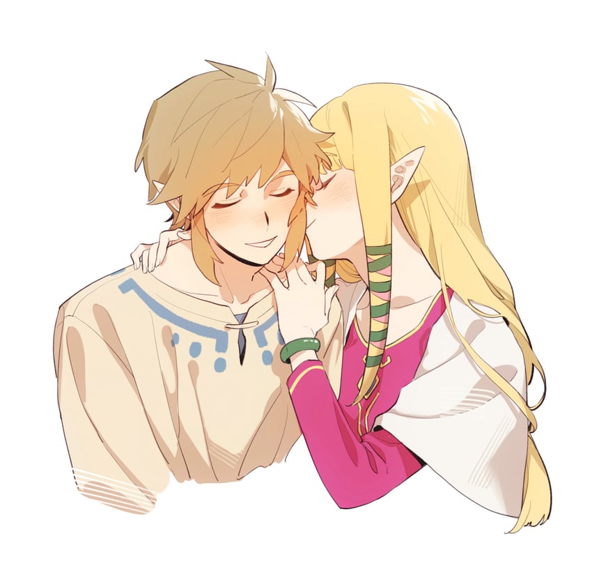 link and princess zelda (the legend of zelda and 1 more) drawn by shikiri