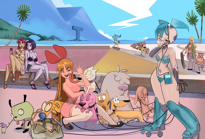 raven, starfire, blossom, jenny wakeman, bmo, and 13 more (dc comics and 16 more) drawn by derpixon and philtomato