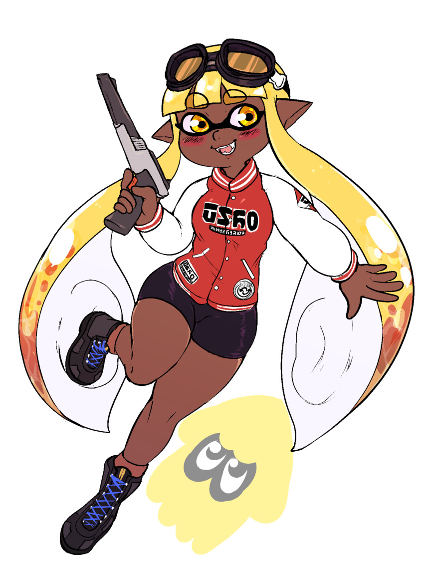 inkling player character and inkling girl (splatoon and 1 more) drawn by yellow_kirby