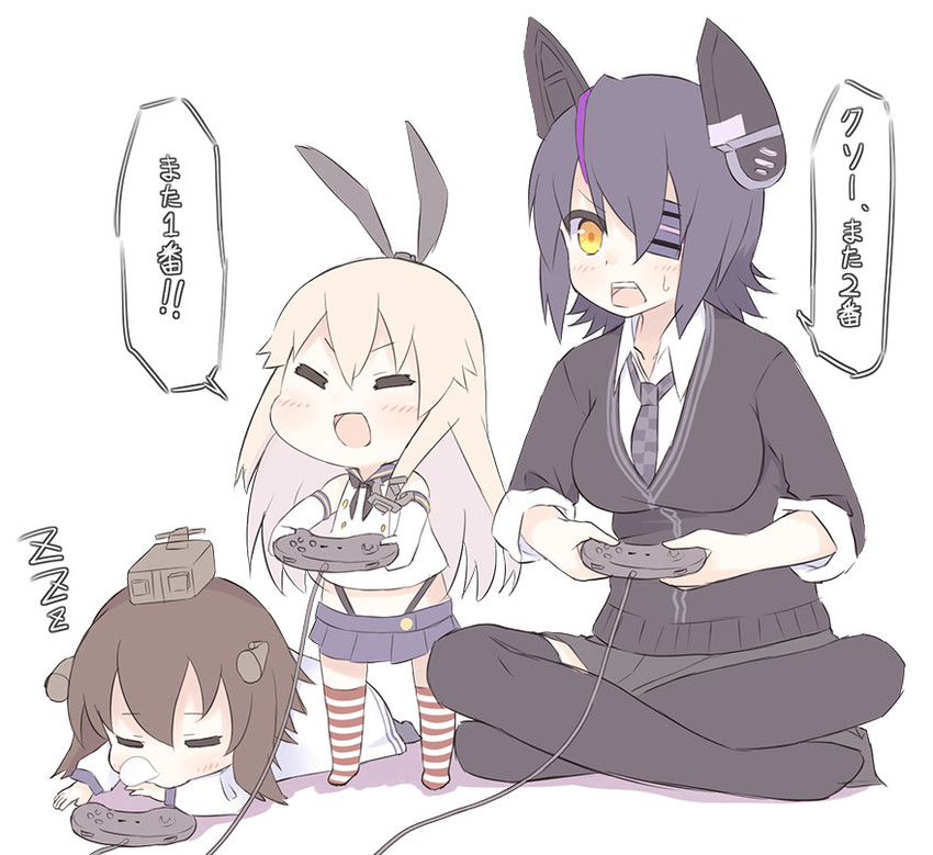 shimakaze, tenryuu, and yukikaze (kantai collection) drawn by kurono_nekomaru