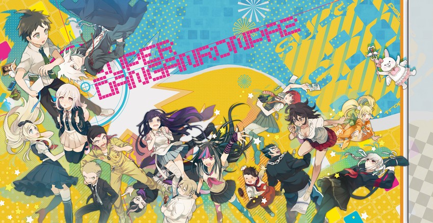 nanami chiaki, komaeda nagito, hinata hajime, tsumiki mikan, mioda ibuki, and 12 more (danganronpa and 3 more) drawn by hou_(ppo)