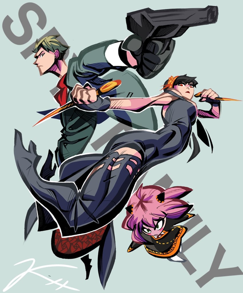 yor briar, anya, and twilight (spy x family) drawn by krozhatch