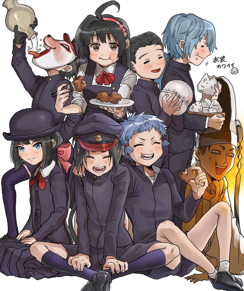 houjou tokiyuki, suwa yorishige, mochizuki ayako, shizuku, fubuki, and 3 more (nige jouzu no wakagimi) drawn by aojurujuru
