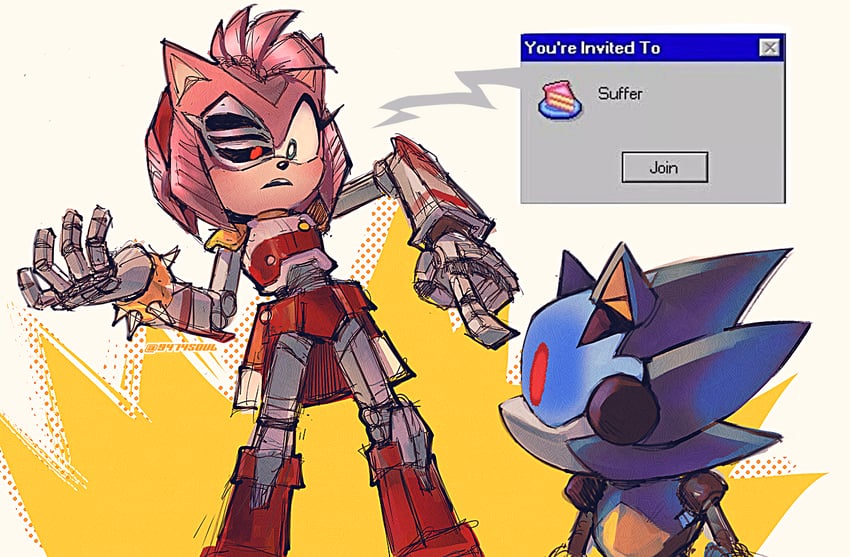 rusty rose and chaos sonic (sonic and 4 more) drawn by 9474s0ul