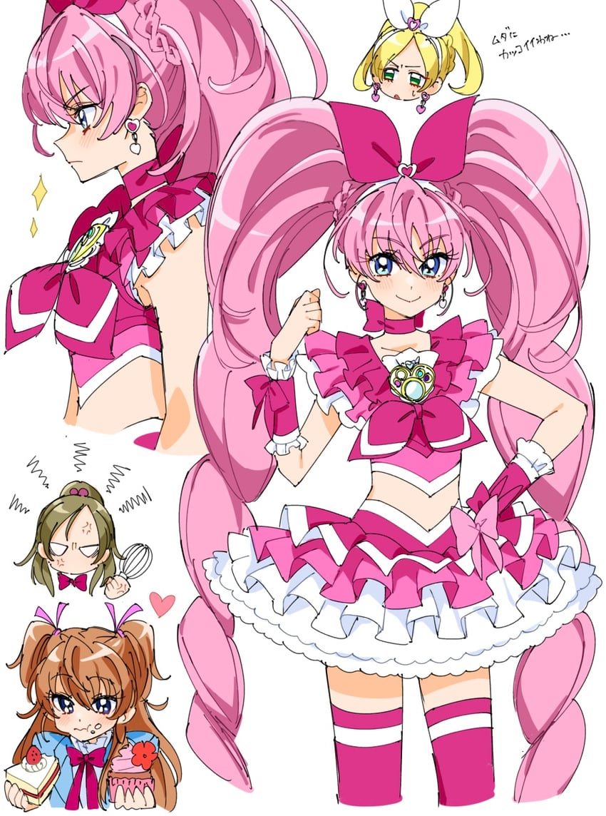 houjou hibiki, minamino kanade, and cure melody (precure and 1 more) drawn by shirako_love