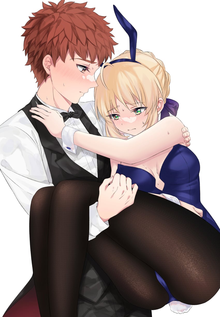 artoria pendragon, saber, and emiya shirou (fate and 1 more) drawn by suzuakks