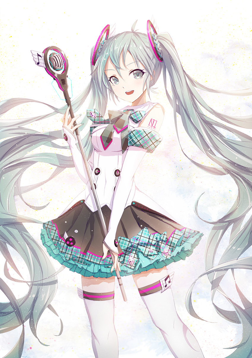 hatsune miku and magical mirai miku (vocaloid and 1 more) drawn by lengchan_(fu626878068)