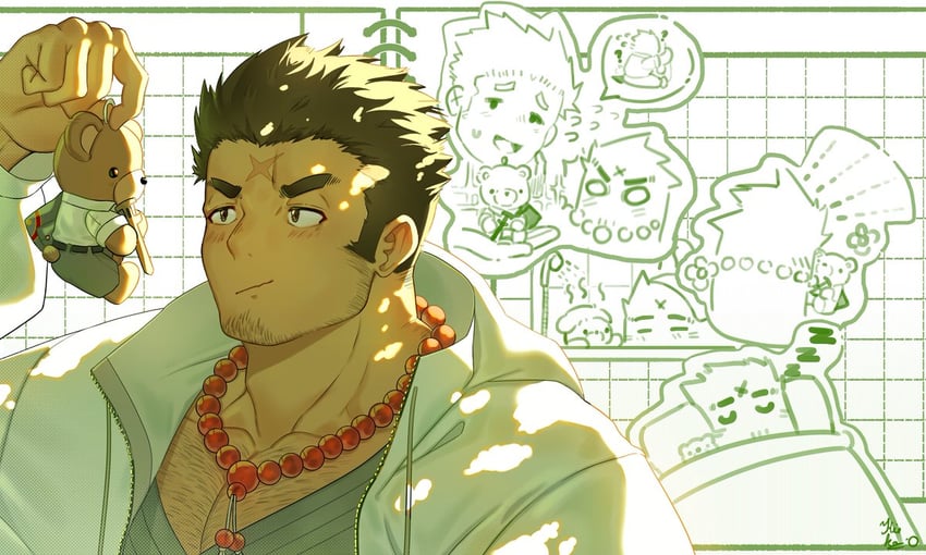 protagonist 3 and houzouin oniwaka (tokyo afterschool summoners) drawn by kiekoio