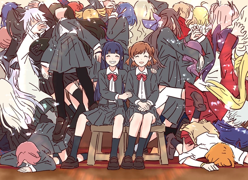 saijou claudine, tendou maya, daiba nana, aijou karen, tsuyuzaki mahiru, and 24 more (shoujo kageki revue starlight and 1 more) drawn by bullfalk