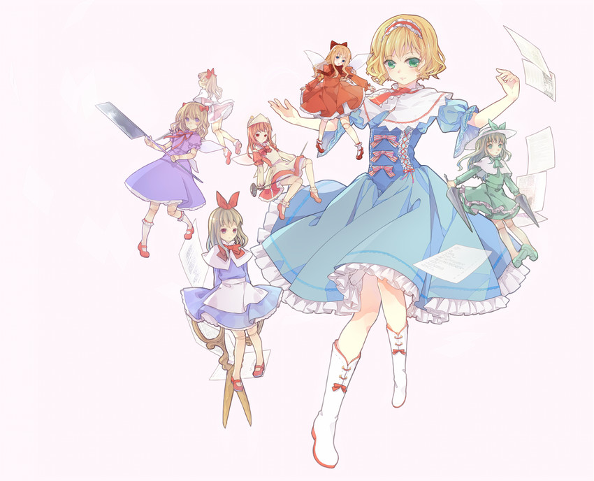 alice margatroid, shanghai doll, hourai doll, and dutch doll (touhou) drawn by tsukimiya_kamiko