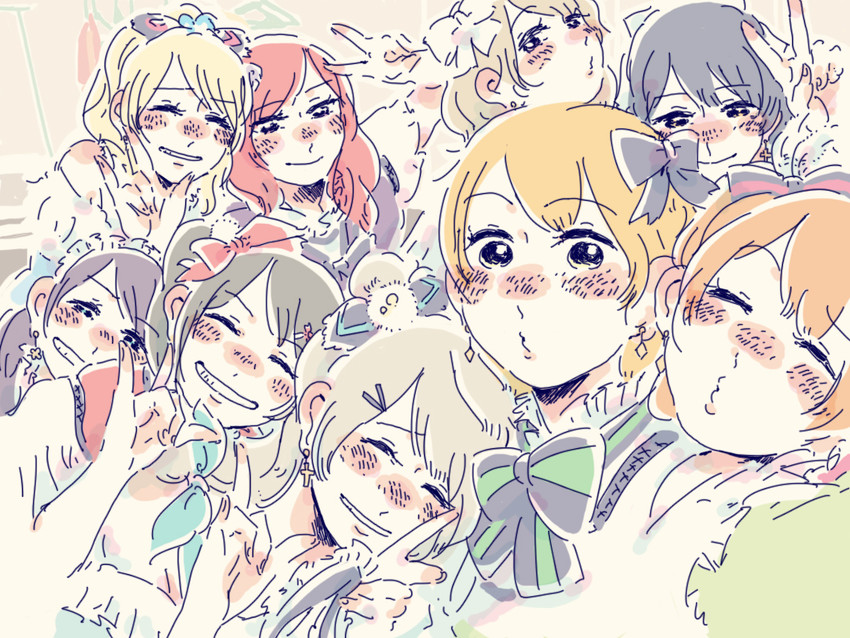 nishikino maki, tojo nozomi, sonoda umi, yazawa nico, ayase eli, and 4 more (love live! and 1 more) drawn by sagami_(aikodesyo)